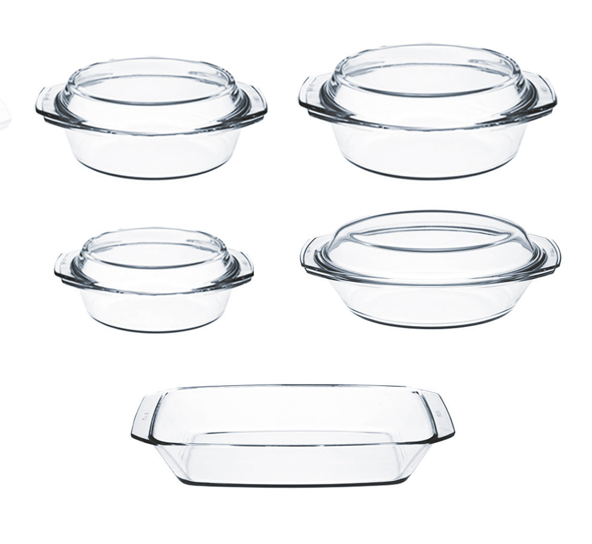 SIMAX 9-Piece Glass Casserole Set — Borosilicate Ovenware with Lids (Fat-Free Cooking)