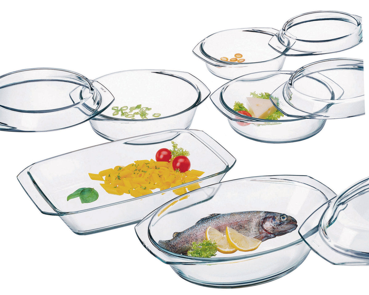 SIMAX 9-Piece Glass Casserole Set — Borosilicate Ovenware with Lids (Fat-Free Cooking)