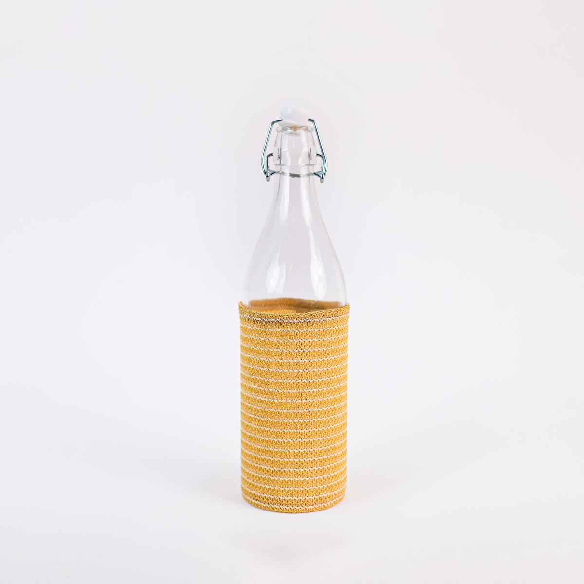 Swing-Top Glass Bottle with Woven Sleeve — Set of 2 (1L)