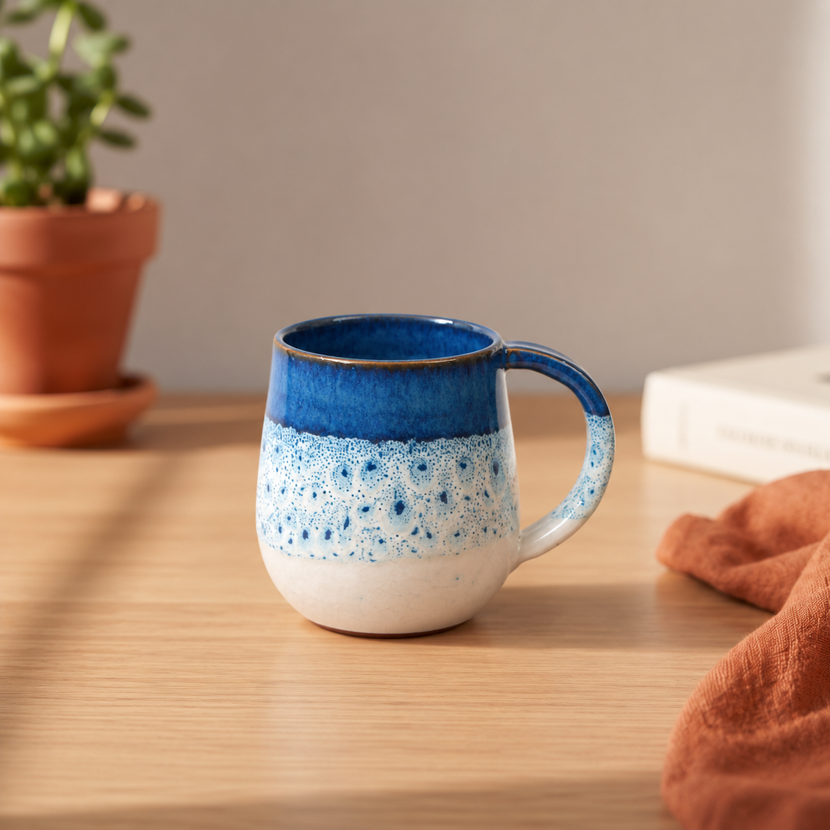 Ocean Blue Reactive Glaze Ceramic Mug