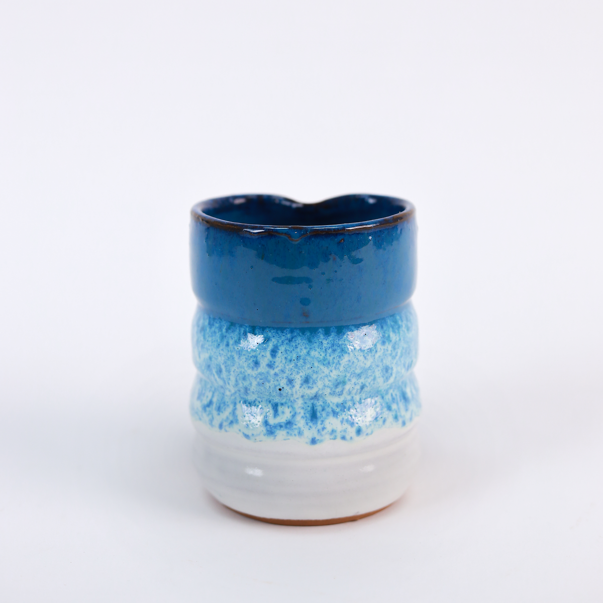 Ocean Blue Ceramic Iced Coffee Tumbler with Straw Opening