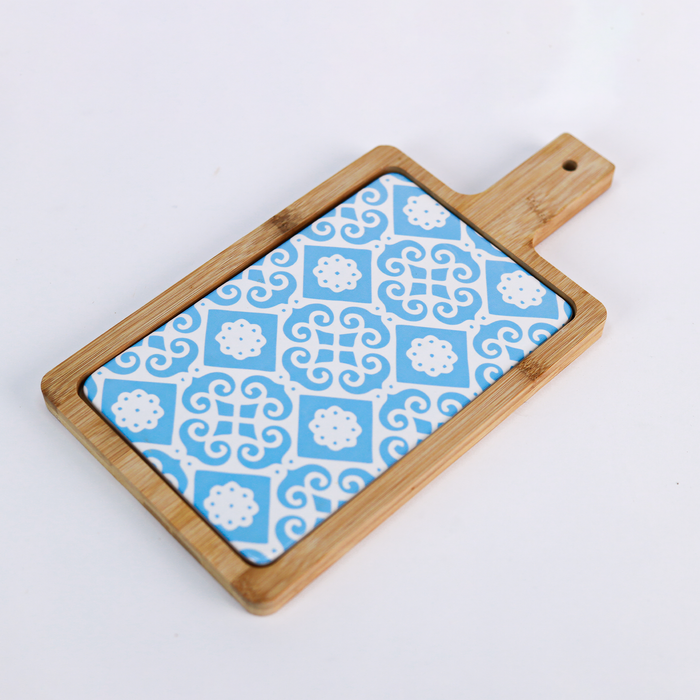 Bamboo Serving Board with Ceramic Tile Insert
